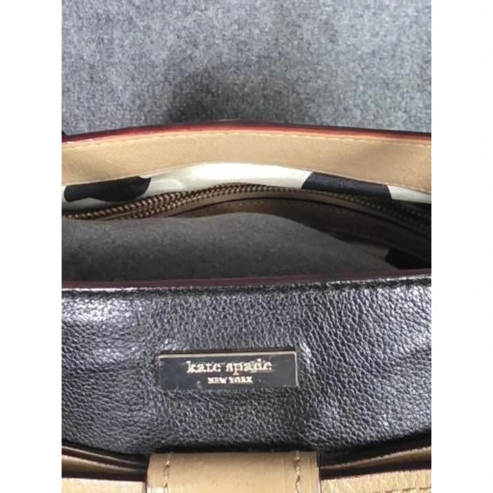 Kate Spade‎ Elena New York Black Tan Leather Bow Tote Handbag Purse Shoulder Bag